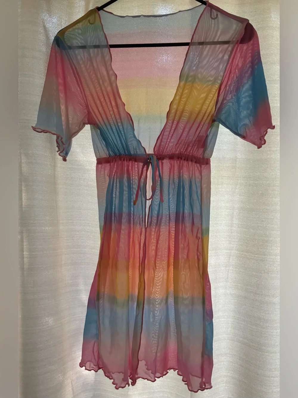 Sheer Pastel Colored Adjustable  Tie-Front Cover-Up - size 11-12 yo